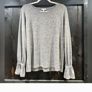 Lucky Brand Gray Ruffle Sleeve Sweatshirt